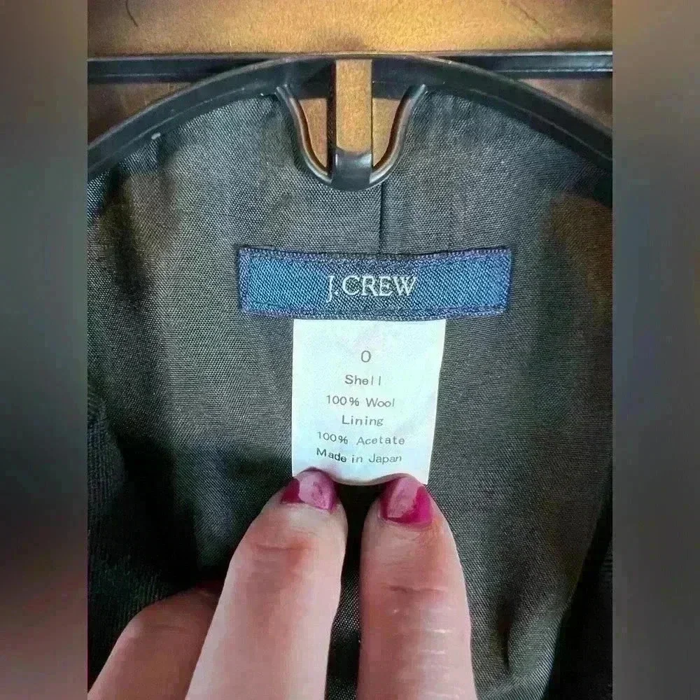 J Crew womens size 0 wool 3 button‎ blazer jacket black classy business tailored